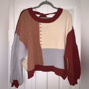 POL Sweater Size Small - Maroon, Gray, Cream, Brown